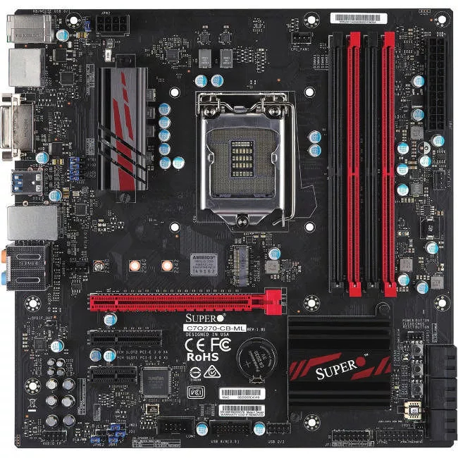 Supermicro MBD-C7Q270-CB-ML-O Desktop Motherboard - 1x Socket H4 LGA-1151 - Intel Q270 - 4x DDR4 - RAID - 1x M.2 - 1x PCIe x16 - Micro ATX