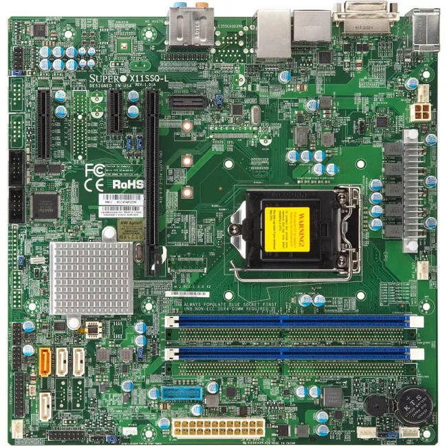 Supermicro MBD-X11SSQ-L-O Desktop Motherboard - 1x Socket H4 LGA-1151 - Intel H110 - 2x DDR4 - 1x PCIe x16 - Micro ATX