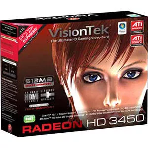 VisionTek 900302 Radeon 3450 512MB DDR2 PCI (DVI-I, VGA, TV Out)