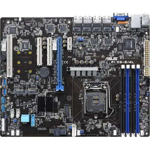 ASUS P10S-E/4L Server Motherboard - 1x Socket H4 LGA-1151 - Intel C236 - 4x DDR4 - RAID - 2x M.2 - 1x PCIe x16 - ATX