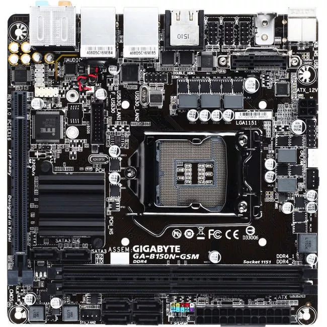 GIGABYTE GA-B150N-GSM Desktop Motherboard - 1x Socket H4 LGA-1151 - Intel B150 - 2x DDR4 - 1x M.2 - 1x PCIe x16 - Mini ITX
