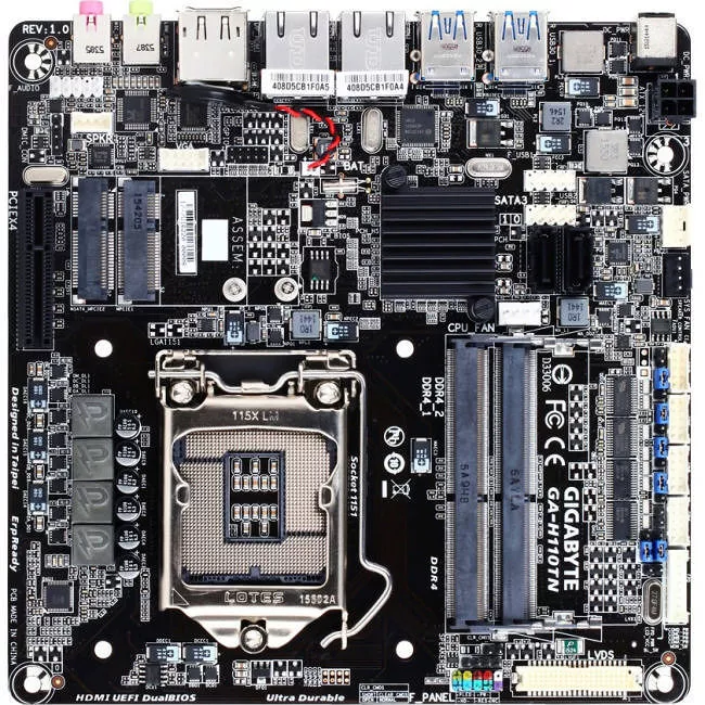 GIGABYTE GA-H110TN-GSM PLUS Desktop Motherboard - 1x Socket H4 LGA-1151 - Intel H110 - 2x DDR4 - Mini ITX