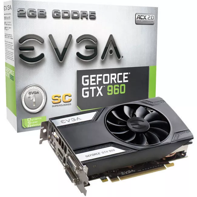 EVGA 02G-P4-2961-KR GeForce GTX 960 Graphic Card - 1.13 GHz Core - 2 GB GDDR5 - Dual Slot