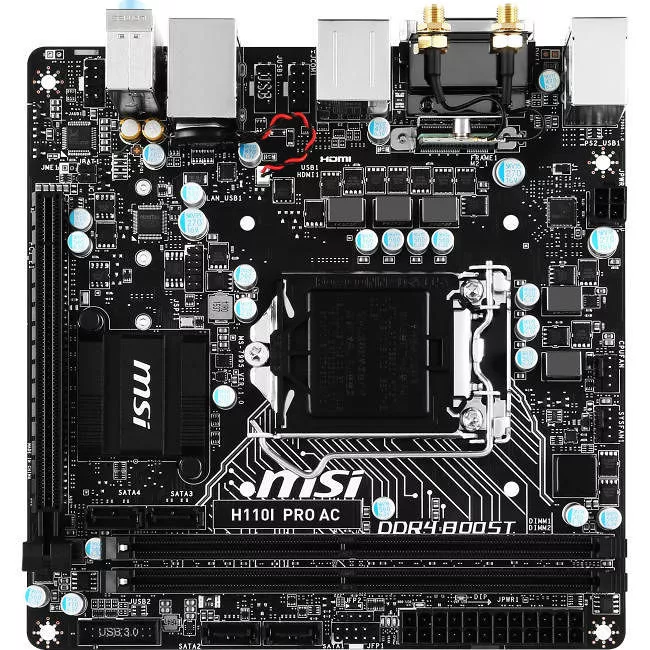 MSI H110I PRO AC Desktop Motherboard - 1x Socket H4 LGA-1151 - Intel H110 - 2x DDR4 - 1x M.2 - 1x PCIe x16 - Wi-Fi - Mini ITX