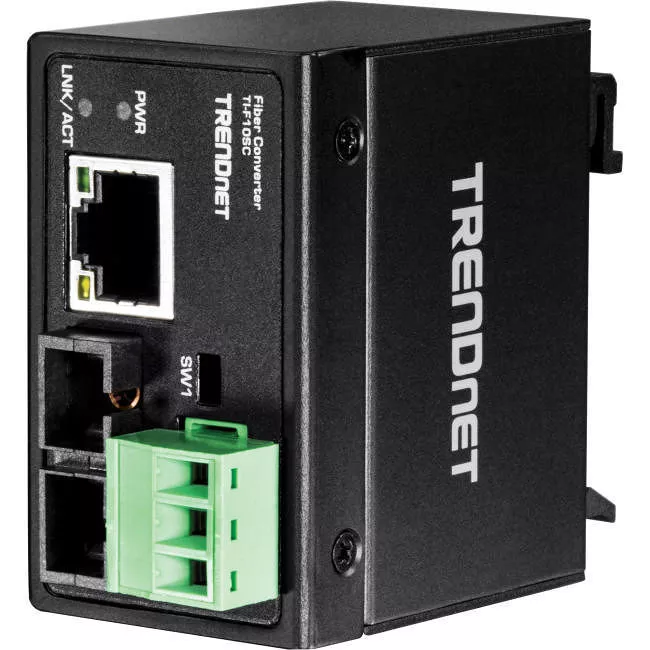 TRENDnet TI-F10SC Hardened Industrial 100Base-FX Multi-Mode SC Fiber Converter; (2km; 1.2 Miles); IP40 Rated Housing;