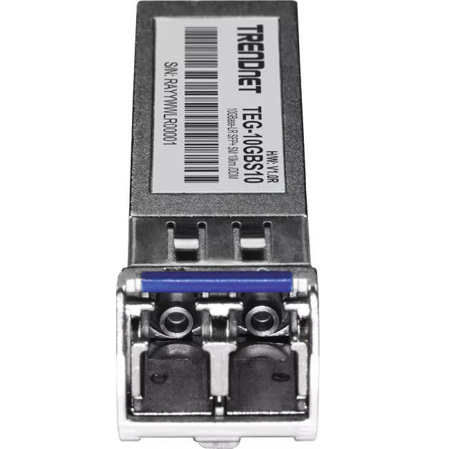 TRENDnet TEG-10GBS10 SFP to RJ45 10GBASE-LR SFP+ Single Mode LC Module; ; Up to 10 km (6.2 Miles); Hot Pluggable SFP Transceiver; Duplex LC Connector; 1310nm; 3.3V Power Supply; Lifetime Protection