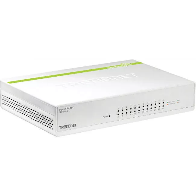 TRENDnet TEG-S24D 24-Port Gigabit GREENnet Switch; QoS; 48 Gbps Switching Fabric; Fanless; Plug & Play; Half & Full Duplex;