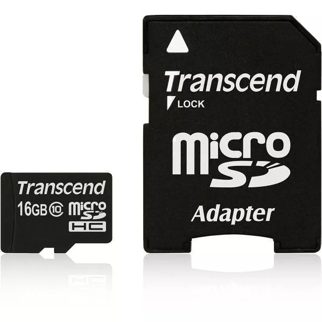Transcend TS16GUSDHC10 16 GB MicroSDHC Memory Card with Adapter 30 MB/s