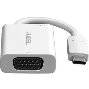 TRENDnet TUC-VGA2 USB-C to VGA Adapter with Power Delivery, High Speed USB-C Connection, USB-C Power Delivery Compliant, CHROME, WINDOWS 10, MAC,