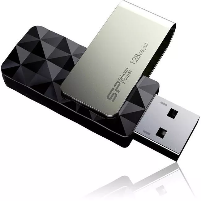 Silicon Power SP128GBUF3B30V1K 128 GB Blaze B30 USB 3.0 Swivel Flash Drive - Black