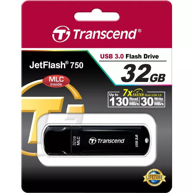 Transcend TS32GJF750K 32 GB JetFlash750 USB Flash Drive - Black