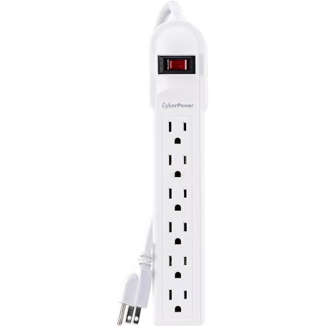 CyberPower CSB606W Essential Surge Protector, 900J/125V, 6 Outlets, 6ft Power Cord