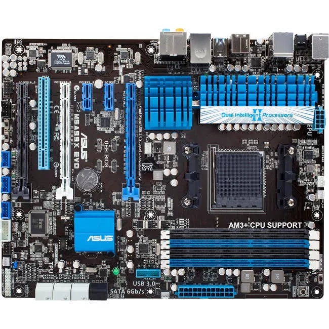 ASUS M5A99X EVO Desktop Motherboard - 1x Socket AM3+ - AMD 990X - 4x DDR3 - RAID - 2x PCIe x16 - 1x RJ-45 - ATX
