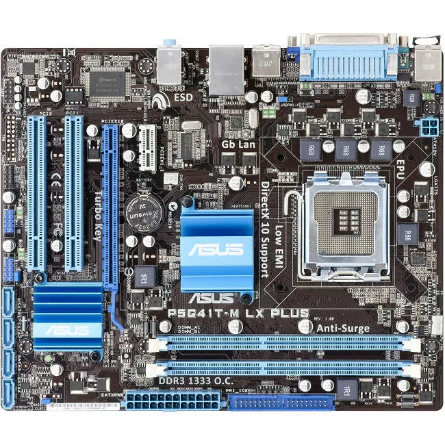 ASUS P5G41T-M LX PLUS Desktop Motherboard - 1x Socket T LGA-775 - Intel G41 Express - 2x DDR3 - 1x PCIe x16 - 1x RJ-45 - Micro ATX