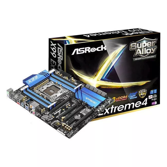 ASRock X99 EXTREME4 Desktop Motherboard - 1x Socket LGA 2011-v3 - Intel X99 - 8x DDR4 - RAID - 1x M.2 - 3x PCIe x16 - 1x RJ-45 - ATX