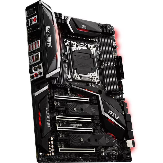 MSI X299 GAMING PRO CARBON Desktop Motherboard - 1x Socket R4 LGA-2066 - Intel X299 - 8x DDR4 - RAID - 3x M.2 - 4x PCIe x16 - ATX