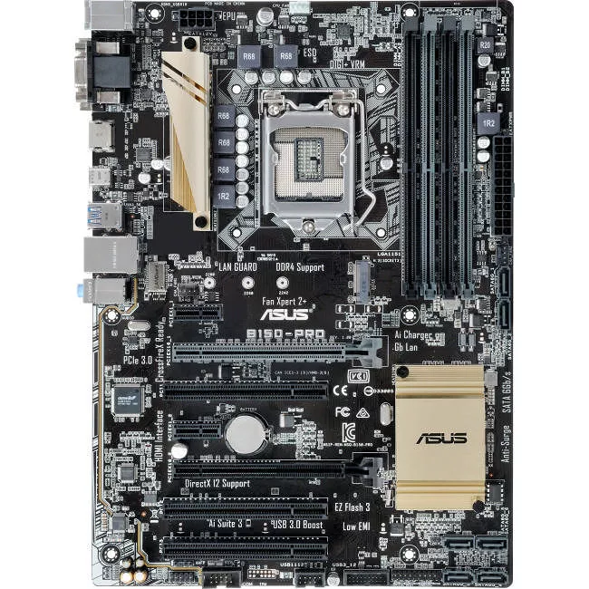 ASUS B150-PRO Desktop Motherboard - 1x Socket H4 LGA-1151 - Intel B150 - 4x DDR4 - 1x M.2 - 2x PCIe x16 - ATX