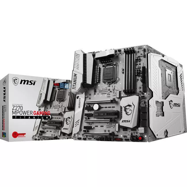 MSI Z270 MPOWER GAMING TITANIUM Desktop Motherboard - 1x Socket H4 LGA-1151 - Intel Z270 - 4x DDR4 - RAID - 3x M.2 - 3x PCIe x16 - ATX