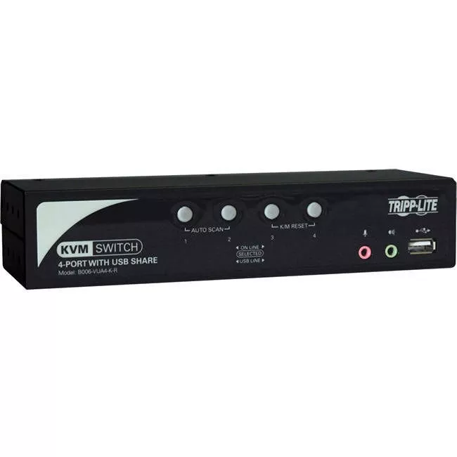 Tripp Lite B006-VUA4-K-R 4-Port Desktop KVM Switch Audio, 2-Port USB, On-Screen Display & Cables