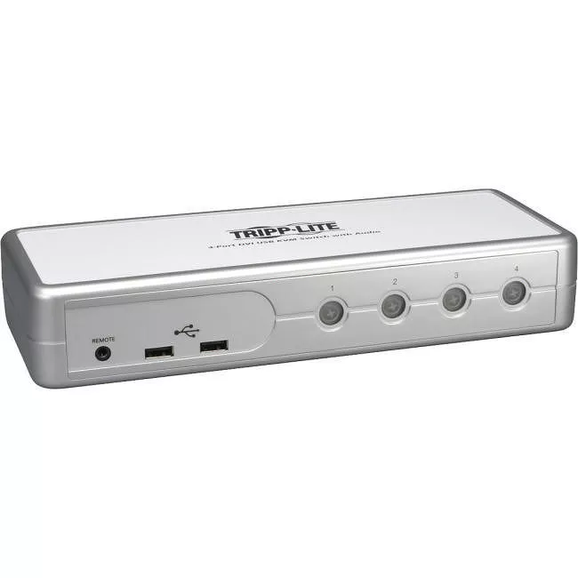 Tripp Lite B004-DUA4-K-R 4-Port Desktop Compact DVI/USB KVM Switch w/ Audio & Cables