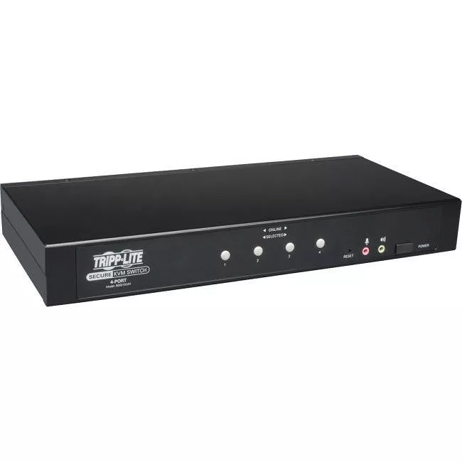 Tripp Lite B002-DUA4 Secure KVM Switch, DVI to DVI/VGA - 4-Port, NIAP EAL2+ Certified, Audio, CAC Support, Single Monitor