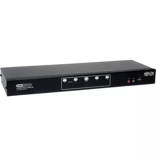 Tripp Lite B004-2DUA4-K 4-Port Dual Monitor DVI KVM Switch w/ Audio & USB 2.0 Hub, Cables included