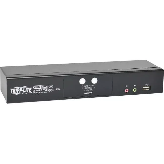 Tripp Lite B004-DUA2-HR-K KVM Switch 2-Port DVI Dual-Link / USB w/ Audio & 2x 6ft Cables