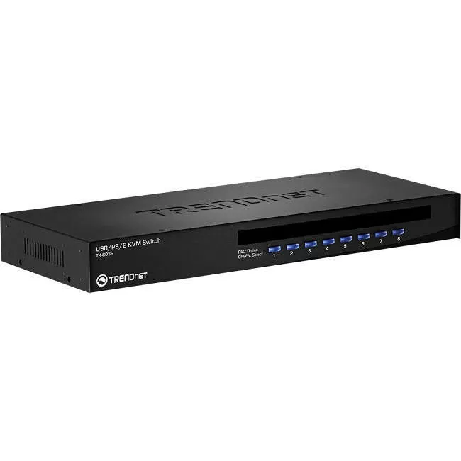 TRENDnet TK-803R 8-Port USB/PS2 Rack Mount KVM Switch, , VGA & USB Connection, Supports USB & PS/2 Connections, Device Monitoring, Auto Scan, Audible Feedback, Control up to 8 Computers/Servers
