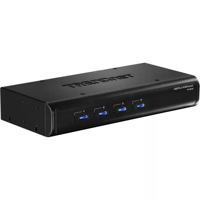 TRENDnet TK-423K 4-Port USB/PS2 KVM Switch and Cable Kit with Audio, Manage 4 Computers, Hot-Keys, 1080p HD, VGA HDB-15 Female, 2-Way Audio,