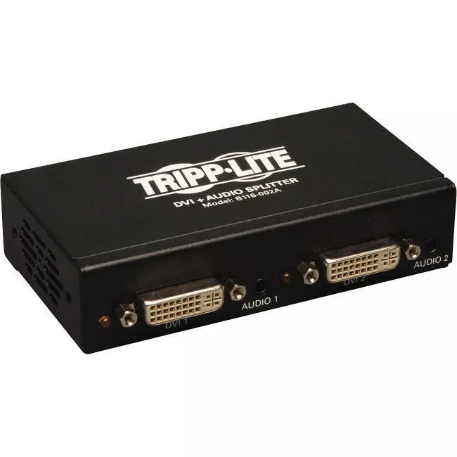 Tripp Lite B116-002A 2-Port DVI Splitter with Audio and Signal Booster Single-Link 1920x1200 at 60Hz/1080p (DVI F/2xF) TAA