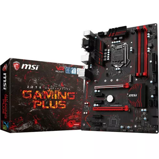 MSI Z270 GAMING PLUS Desktop Motherboard - 1x Socket H4 LGA-1151 - Intel Z270 - 4x DDR4 - RAID - 2x PCIe x16 - ATX