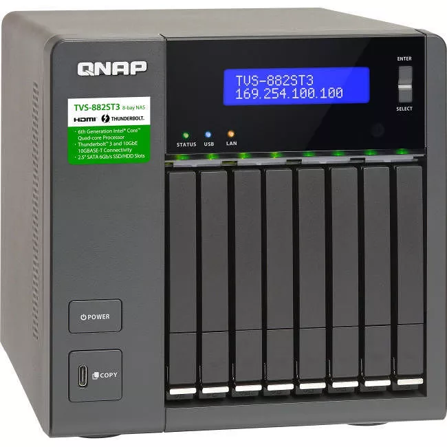 QNAP TVS-882ST3-I7-8G-US 8-bay 2.5-inch Thunderbolt 3 NAS with 10GbE Connectivity