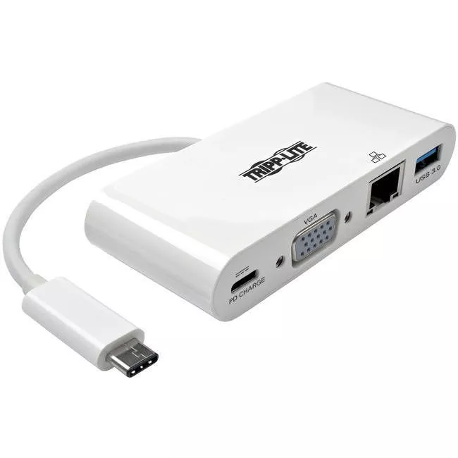 Tripp Lite U444-06N-VGU-C Multiport Adapter - USB-C - VGA - USB-A - Ethernet - PD Charging - White