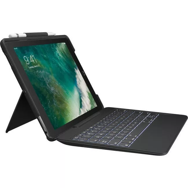 Logitech 920-008432 Slim Combo Keyboard/Cover Case (Folio) for 12.9" Apple iPad Pro Tablet - Black