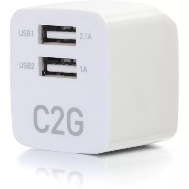 C2G 22322 2-Port USB Wall Charger - AC to USB Adapter - 5V 2.1A Output