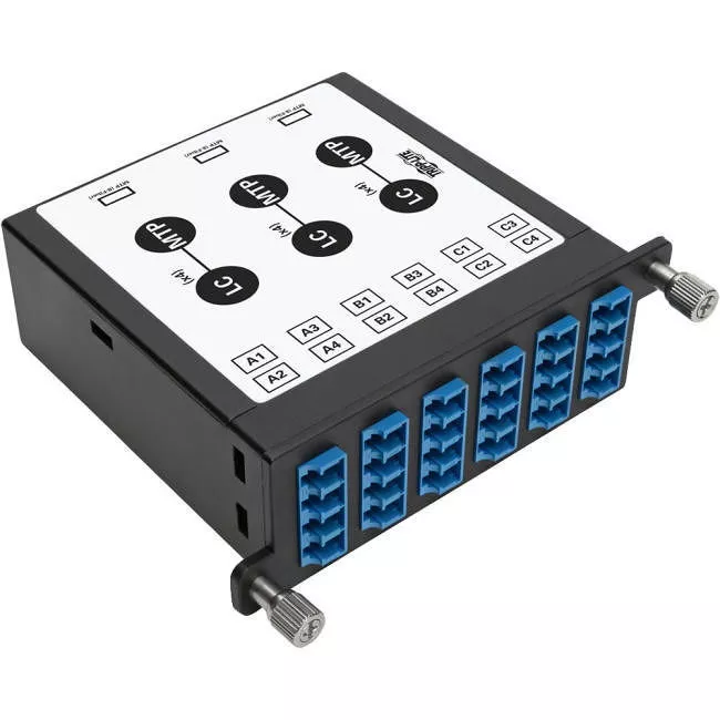 Tripp Lite N484-3M8L12S 40/100Gb Singlemode Fiber Breakout Cassette 40Gb to 4 x 10Gb 100Gb to 4 x 25Gb (x3) 8-Fiber MTP/MPO (APC) to (x12) LC (UPC) Duplex 9/125 N484 Chassis