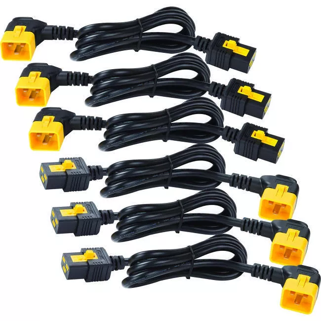 APC AP8712R Power Cord Kit (6 ea), Locking, C19 to C20 (90 Degree), 0.6m