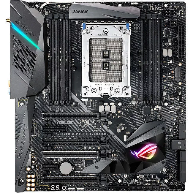 ASUS ROG STRIX X399-E GAMING Desktop Motherboard - 1x Socket TR4 - AMD X399 - 8x DDR4 - RAID - 2x M.2 - 4x PCIe x16 - Wi-Fi - EATX