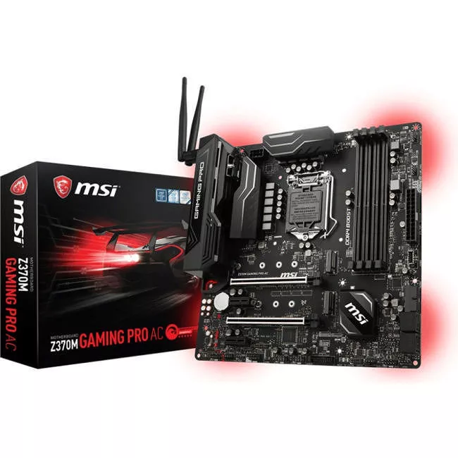MSI Z370M GAMING PRO AC Desktop Motherboard - 1x Socket H4 LGA-1151 - Intel Z370 - 4x DDR4 - RAID - 2x M.2 - 2x PCIe x16 - Wi-Fi - ATX