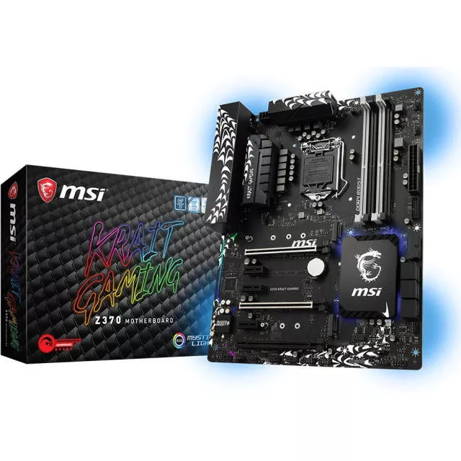 MSI Z370 KRAIT GAMING Desktop Motherboard - 1x Socket H4 LGA-1151 - Intel Z370 - 4x DDR4 - RAID - 2x M.2 - 3x PCIe x16 - ATX