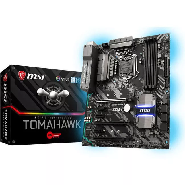 MSI Z370 TOMAHAWK Desktop Motherboard - 1x Socket H4 LGA-1151 - Intel Z370 - 4x DDR4 - RAID - 2x M.2 - 3x PCIe x16 - ATX