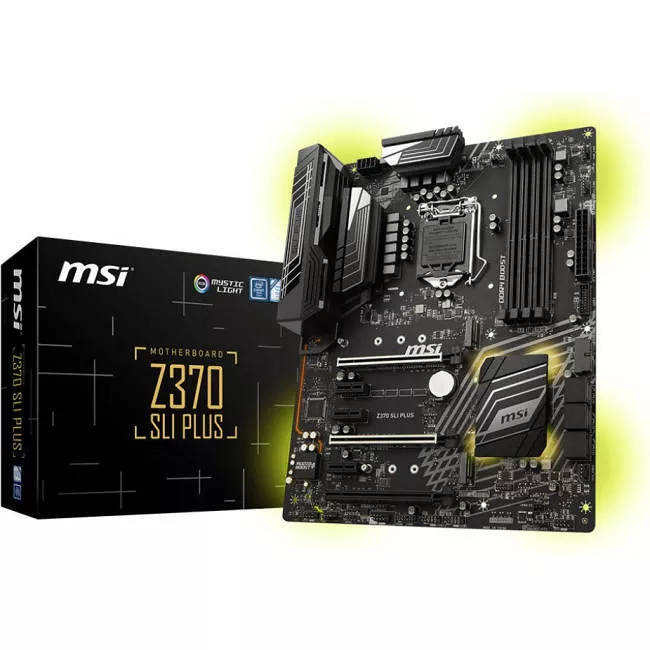 MSI Z370 SLI PLUS Desktop Motherboard - 1x Socket H4 LGA-1151 - Intel Z370 - 4x DDR4 - RAID - 2x M.2 - 3x PCIe x16 - ATX