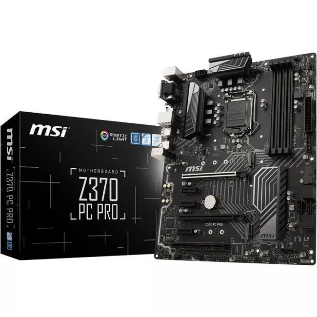 MSI Z370 PC PRO Desktop Motherboard - 1x Socket H4 LGA-1151 - Intel Z370 - 4x DDR4 - RAID - 2x M.2 - 2x PCIe x16 - ATX