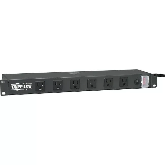 Tripp Lite RS-1215-RA Tripp Lite 1U Rack-Mount Power Strip, 120V, 15A, 5-15P, 12 Right-Angle 5-15R Outlets (6 Front-Facing, 6 Rear-Facing), 15 ft. (4.57 m) Cord