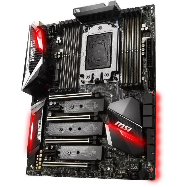 MSI X399 GAMING PRO CARB Desktop Motherboard - 1x Socket TR4 - AMD X399 - 8x DDR4 - RAID - 3x M.2 - 4x PCIe x16 - Wi-Fi - ATX