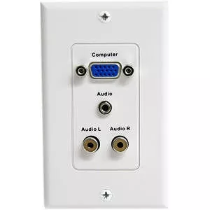StarTech VGAPLATERCA 15-Pin Female VGA Wall Plate with 3.5mm and RCA - White