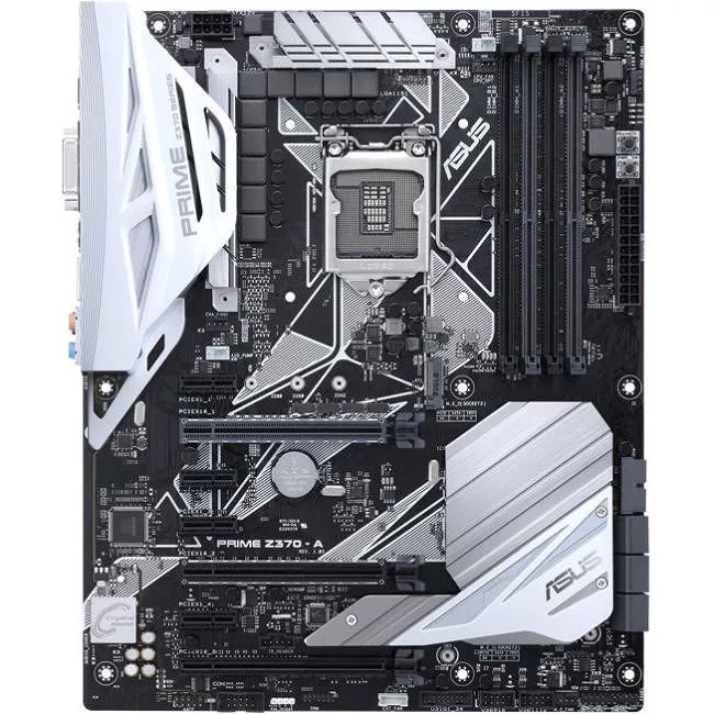 ASUS PRIME Z370-A Desktop Motherboard - 1x Socket H4 LGA-1151 - Intel Z370 - 4x DDR4 - RAID - 2x M.2 - 3x PCIe x16 - ATX