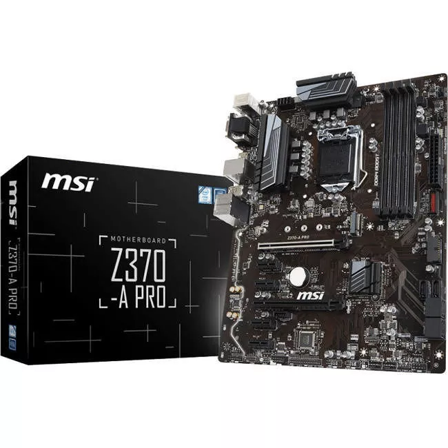 MSI Z370-A PRO Desktop Motherboard - 1x Socket H4 LGA-1151 - Intel Z370 - 4x DDR4 - RAID - 1x M.2 - 2x PCIe x16 - ATX