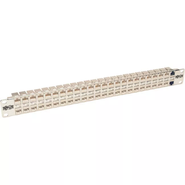 Tripp Lite N254-048-SH-6A 48-Port 1U Rack-Mount STP Shielded Cat6a Feedthrough Patch Panel RJ45 Ethernet TAA