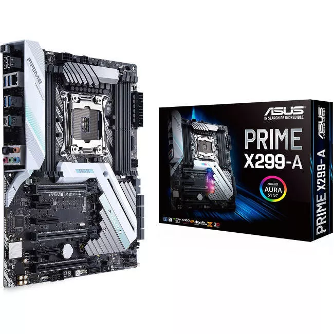 ASUS PRIME X299-A Desktop Motherboard - 1x Socket R4 LGA-2066 - Intel X299 - 8x DDR4 - RAID - 2x M.2 - 3x PCIe x16 - ATX